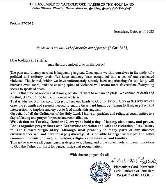 Ezt tették a korábbi pápák a szentföldi béke megteremtése érdekében – „Isten nem a zűrzavar Istene, hanem a békességé” 2 Pizzaballa levele oktober 11