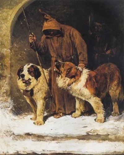 Átkelés az Alpokon Szent Bernáttal 4 St. Bernards To The Rescue by John Emms artist Egyedi