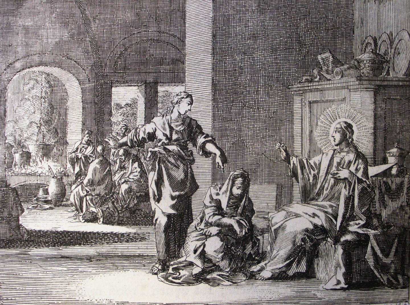 Jan Luykens Jesus 15. Martha and Mary. Phillip Medhurst Collection Custom