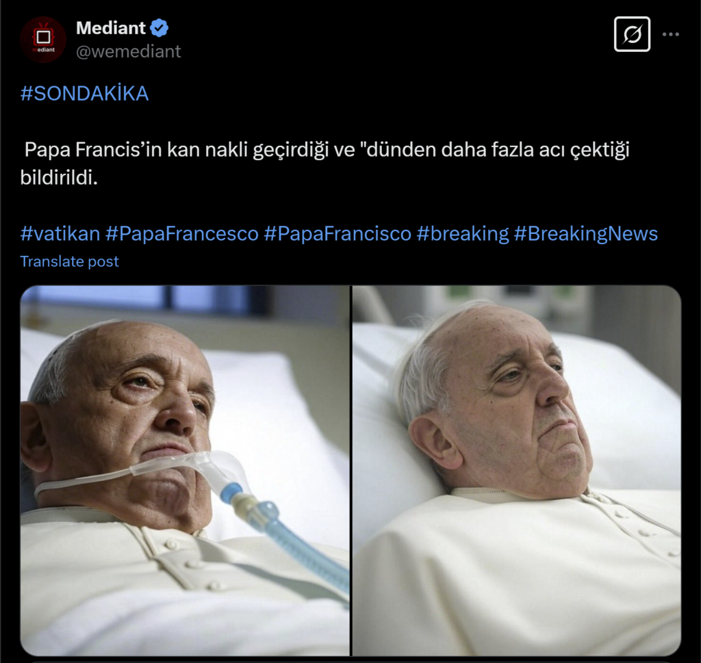 x mediant pope ai hospital bed