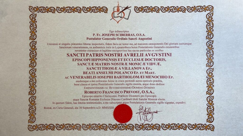 A XIV. Leó pápa keresztjében elrejtett szentek 4 Leo papa kereszt pergamen