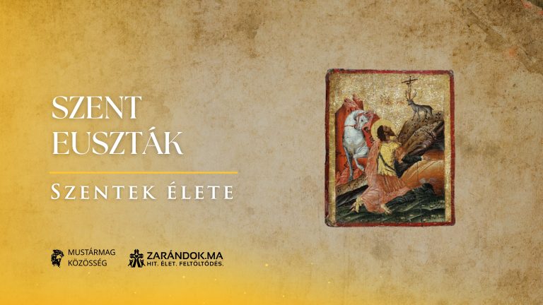 Szent Euszták és a szarvas agancsai között felragyogó kereszt – Szentek élete